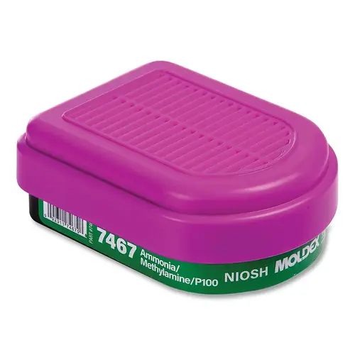 7000/7800/9000 Series Combo Gas/Vapor Gas Cartridge w/P100 Filter, Ammonia/Methylamine, for Respirator Bright Green; Magenta - 2 per pack x30 packs