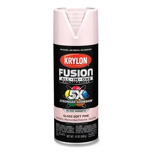 Fusion All-in-One Paints + Primers, 12 oz, Aerosol Can, Gloss Pink Blush Fusion All-in-One Paints + Primers, 12 oz, Aerosol Can, Gloss Pink Blush