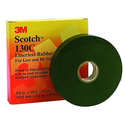 Linerless Rubber Splicing Tape 130C, 30 ft x 3/4 in, Black Linerless Rubber Splicing Tape 130C, 30 ft x 3/4 in, Black