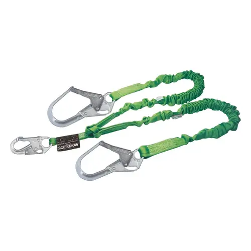 Manyard II Shock-Absorbing Lanyard, Two Locking Rebar Hooks, 1 Leg Green Manyard II Shock-Absorbing Lanyard, Two Locking Rebar Hooks, 1 Leg Green
