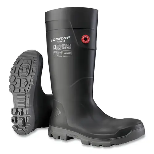 PUROFORT Fieldpro Full Safety Boots, Size 12, Charcoal/Grey Pair PUROFORT Fieldpro Full Safety Boots, Size 12, Charcoal/Grey Pair