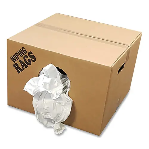 Reclaimed Wiping Product, White, 50 lb Box, T-Shirt
