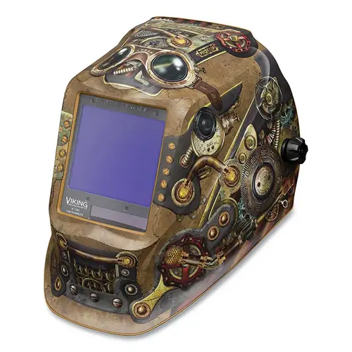 VIKING 3350 Series Welding Helmet, Shade 5 to 13, Steampunk , 3.74 in x 3.34 in Window Steampunk VIKING 3350 Series Welding Helmet, Shade 5 to 13, Steampunk , 3.74 in x 3.34 in Window Steampunk