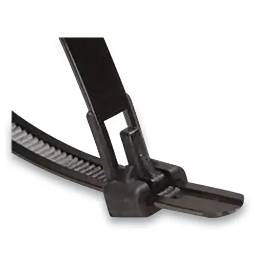 Resealable Cable Ties, 50 lb Tensile Strength, 11.1 in L, UV, Black, 100 Ea/Bag - pack of 5000 Resealable Cable Ties, 50 lb Tensile Strength, 11.1 in L, UV, Black, 100 Ea/Bag - pack of 5000