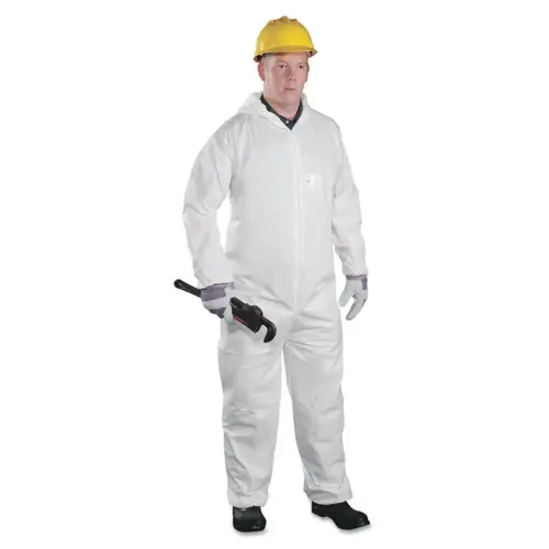 Posi-Wear BA Microporous Disposable Coveralls with Attached Hood, Elastic Wrists/Ankles, White, 3X-Large - pack of 25 Posi-Wear BA Microporous Disposable Coveralls with Attached Hood, Elastic Wrists/Ankles, White, 3X-Large - pack of 25