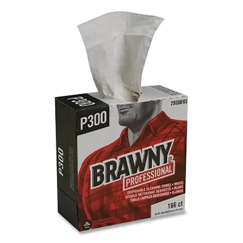 Brawny Industrial Medium-Duty Wiper, White, 9.2 in x 16.5 in, 166 Sheets, Box, 1/4 Fold, 4-Ply - pack of 5 Brawny Industrial Medium-Duty Wiper, White, 9.2 in x 16.5 in, 166 Sheets, Box, 1/4 Fold, 4-Ply - pack of 5