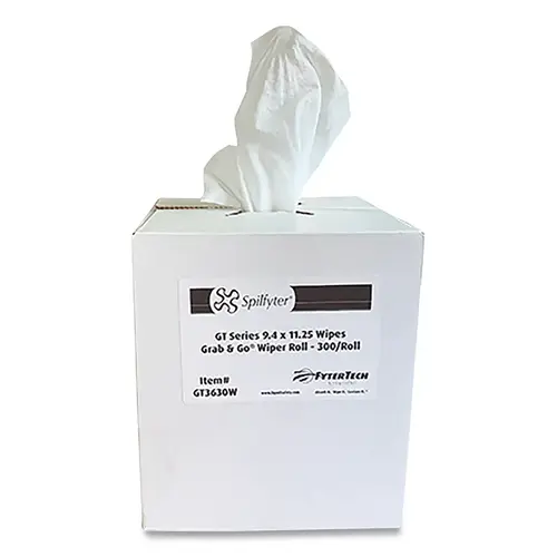 GT Series Spunlace Wipers, 11.25 in L x 9.4 in W, 300 Per Roll, Dispenser Box, White GT Series Spunlace Wipers, 11.25 in L x 9.4 in W, 300 Per Roll, Dispenser Box, White