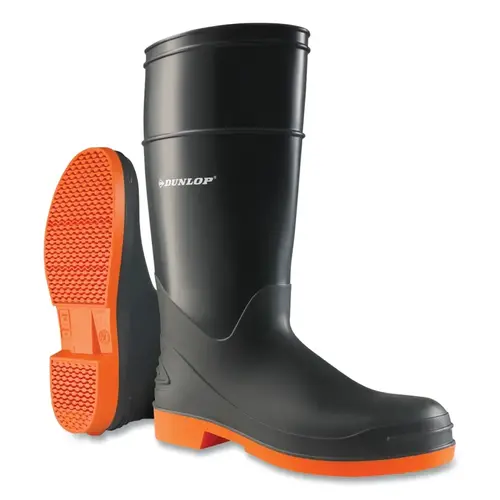 Sureflex Steel Toe Rubber Boots, Men's 6, 16 in Boot, Nitrile/PVC, Black/Orange Pair