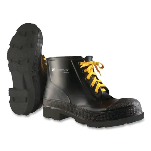 Monarch Steel Toe Ankle Boots, Size 8, Polyester/PVC, Black Pair