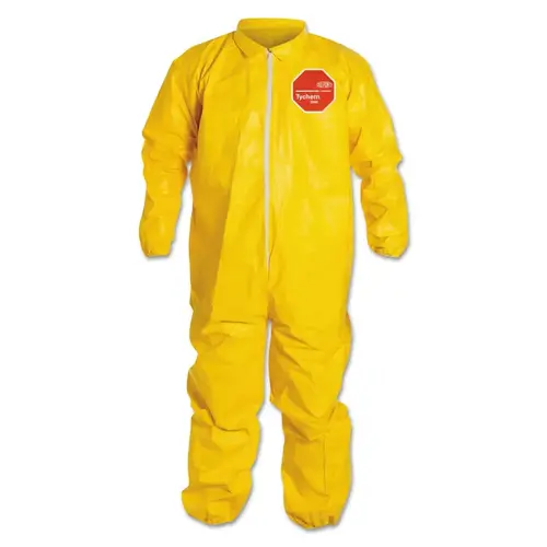 Tychem 2000 Coverall, Serged Seams, Collar, Elastic Wrists and Ankles, Zipper Front, Storm Flap, Yellow, X-Large - pack of 12 Tychem 2000 Coverall, Serged Seams, Collar, Elastic Wrists and Ankles, Zipper Front, Storm Flap, Yellow, X-Large - pack of 12