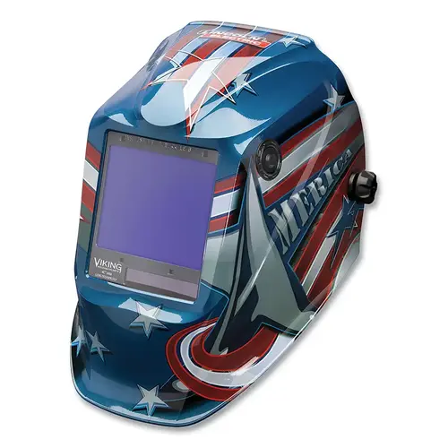 VIKING 3350 Series Welding Helmet, Shade 5 to 13, All American , 3.74 in x 3.34 in Window VIKING 3350 Series Welding Helmet, Shade 5 to 13, All American , 3.74 in x 3.34 in Window