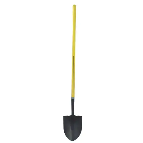 Ergo Power  Round Point Shovel, 11.5 in x 9 in Round Pt Blade, 48 in Fiberglass Straight Handle, 16 ga