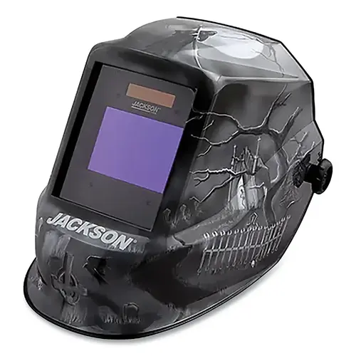 Graphic Premium Auto-Darkening Welding Helmet, Six Feet Under, 3/10 Shade, Ratchet, 3.94 in x 2.36 in Window Black; Gray Graphic Premium Auto-Darkening Welding Helmet, Six Feet Under, 3/10 Shade, Ratchet, 3.94 in x 2.36 in Window Black; Gray