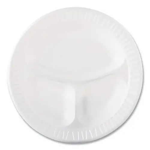 Quiet Classic  Laminated Foam Dinnerware, 10-1/4 in, Divided, White - pack of 4