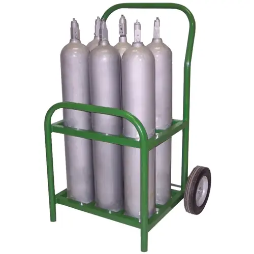 Medical Series Carts, Holds 6 D or E Cylinders, 8 in Semi-Pneumatic Wheels Green Medical Series Carts, Holds 6 D or E Cylinders, 8 in Semi-Pneumatic Wheels Green