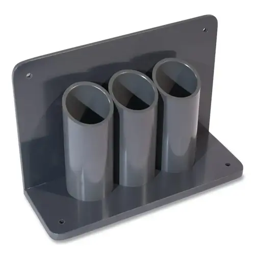 Lecture Bottle Gas Cylinder Holder, Bench/Wall Mount, 3 Cylinder Capacity, 2 in dia, PVC Lecture Bottle Gas Cylinder Holder, Bench/Wall Mount, 3 Cylinder Capacity, 2 in dia, PVC
