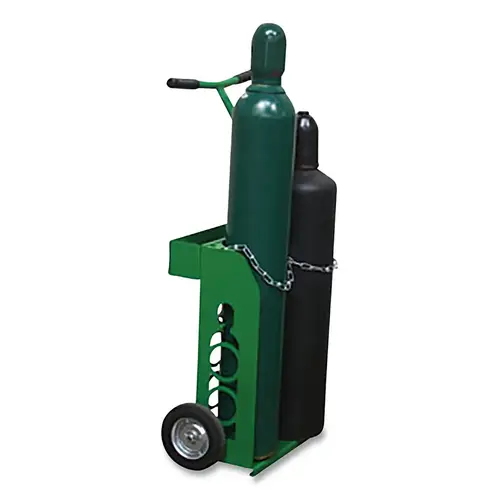 Cylinder Box Cart, for Oxygen and Acetylene, 8 in D x 12.75 in W x 32.75 in H, 6 in Semi-Pneumatic Tires Green Cylinder Box Cart, for Oxygen and Acetylene, 8 in D x 12.75 in W x 32.75 in H, 6 in Semi-Pneumatic Tires Green