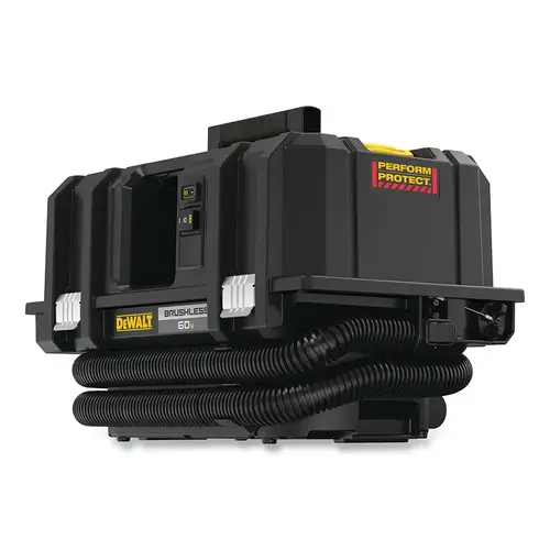 Dust Extractor, 2 gal, Cordless, Includes Anti-Static Hose/HEPA Filters/Fleece Bag/Remote, Battery/Charger Sold Separately