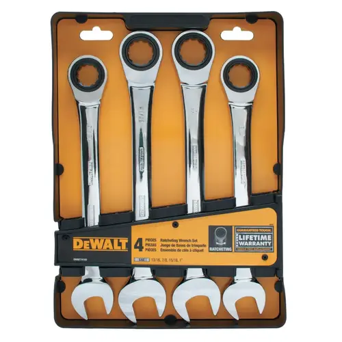 4 Piece Ratcheting Combo Wrench Set, SAE - pack of 2 4 Piece Ratcheting Combo Wrench Set, SAE - pack of 2