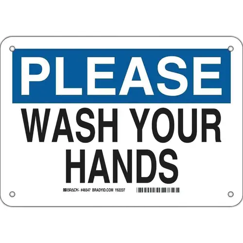 Please Wash Your Hands Sign, 7 in H x 10 in W, Black/Blue on White Please Wash Your Hands Sign, 7 in H x 10 in W, Black/Blue on White