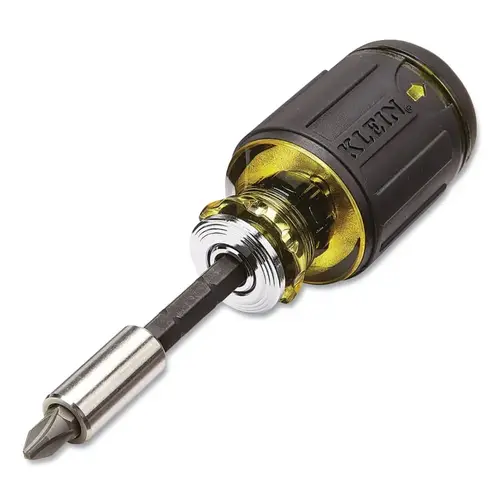 8-in-1 Multi-Bit Adjustable Length Stubby Screwdriver/Nut Driver, SAE, (1) Nut Driver, (3) Phillips, (2) Slotted/Square 8-in-1 Multi-Bit Adjustable Length Stubby Screwdriver/Nut Driver, SAE, (1) Nut Driver, (3) Phillips, (2) Slotted/Square