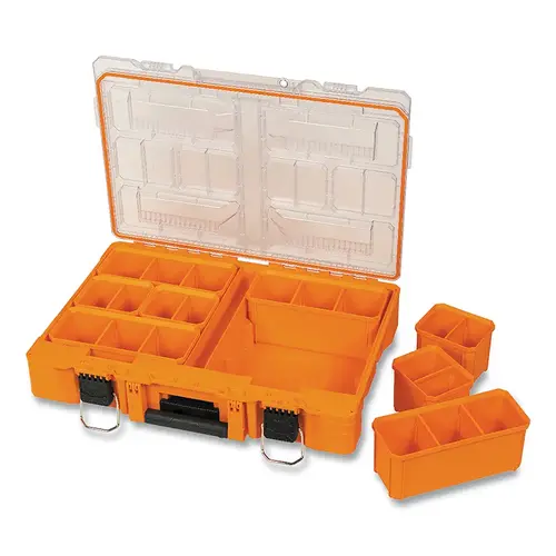 MODbox  Compontent Box, Tall, Full Width, 8 Compartments, 22 in L x 15.5 in W x 5.2 in H, Orange