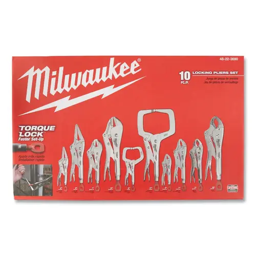 10 Pc TORQUE LOCK  Locking Pliers Set, 5 in, 6 in, 7 in, 9, 10 in, 11 in