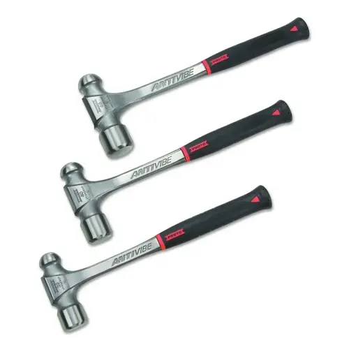 Anti-Vibe Ball Pein Hammers, Straight Handle, 15 15/64 in, Steel Silver/Black