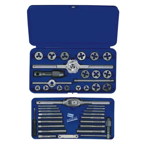 Tap & Die Set: 1/8-28 to 1/8-28 Taps, 1/8-28 to 1/8-28 Dies, BSP, Metric Coarse & Metric Fine Tap & Die Set: 1/8-28 to 1/8-28 Taps, 1/8-28 to 1/8-28 Dies, BSP, Metric Coarse & Metric Fine