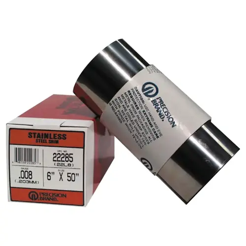 Stainless Steel Shim Stock Rolls, 0.0015", Stainless Steel 302, 0.02" x 60" x 6