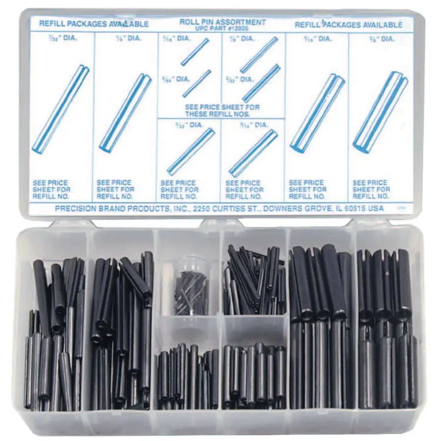 Precision Brand Roll Pin Assortments Spring Steel 12925 Precision Brand Roll Pin Assortments Spring Steel 12925