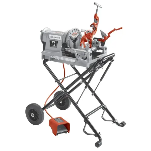 Model 300 Compact Power Threading Machine, 1/2 in to 2 in (NPT) Pipe Cap, Hammer Chuck, Stand Included, 36 RPM Model 300 Compact Power Threading Machine, 1/2 in to 2 in (NPT) Pipe Cap, Hammer Chuck, Stand Included, 36 RPM