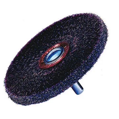 Polyflex Stem-Mounted Conflex Brush, 2 in D x 1/4 in W, .0118 Steel, 20,000 rpm Burgundy - pack of 10 Polyflex Stem-Mounted Conflex Brush, 2 in D x 1/4 in W, .0118 Steel, 20,000 rpm Burgundy - pack of 10