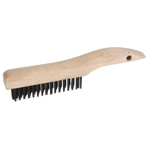 Shoe Handle Scratch Brushes, 11 in, 4 X 16 Rows, Steel Wire, Wood Handle Shoe Handle Scratch Brushes, 11 in, 4 X 16 Rows, Steel Wire, Wood Handle