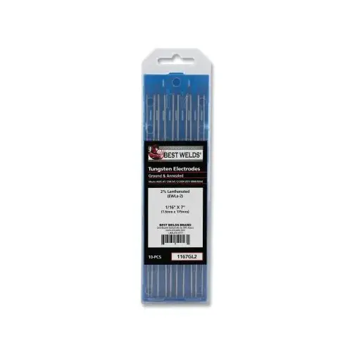 2%anthanated Tungsten Electrode, 1/16 in x 7 in, 10 PK 2%anthanated Tungsten Electrode, 1/16 in x 7 in, 10 PK