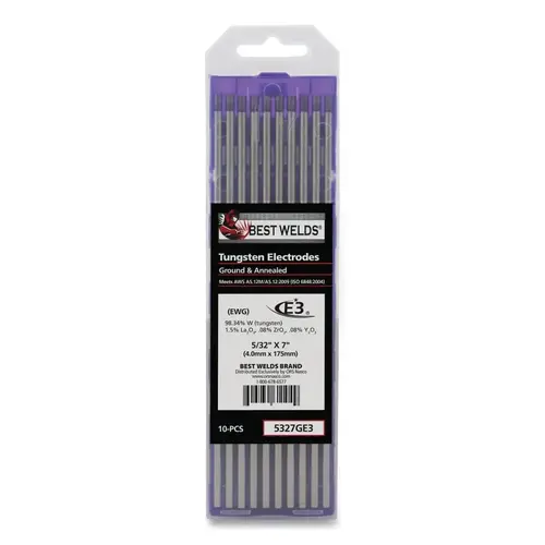 E3 Tungsten Electrode, 5/32 in dia x 7 in L, 10 PK E3 Tungsten Electrode, 5/32 in dia x 7 in L, 10 PK