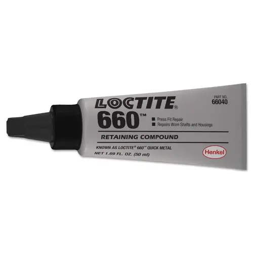 660 Quick Metal Retaining Compound, 6 mL Tube, Silver, 3,300 psi - pack of 10 660 Quick Metal Retaining Compound, 6 mL Tube, Silver, 3,300 psi - pack of 10