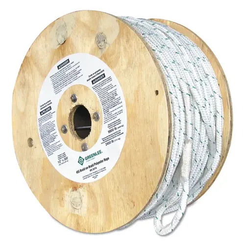 3/4"X300 ft DOUBLE BRAIDEDNYLON /POLY ROPE White w/Green Tracer 3/4"X300 ft DOUBLE BRAIDEDNYLON /POLY ROPE White w/Green Tracer