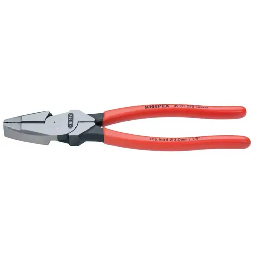 New England Linesman Pliers, 9 1/2 in Length, Plastic Coated Handle New England Linesman Pliers, 9 1/2 in Length, Plastic Coated Handle