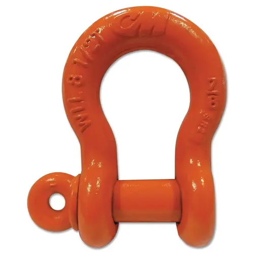 Screw Pin Anchor Shackles, 1.5 in Bail Size, 20 Tons, Orange Paint Screw Pin Anchor Shackles, 1.5 in Bail Size, 20 Tons, Orange Paint