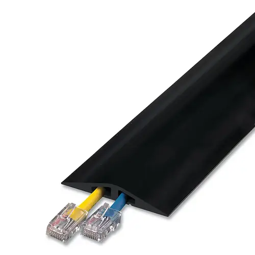 Rubber Duct Cable Protector, 0.4375 in H x 3 in W x 120 in L, 2-CH, Internet Cable, Black Rubber Duct Cable Protector, 0.4375 in H x 3 in W x 120 in L, 2-CH, Internet Cable, Black