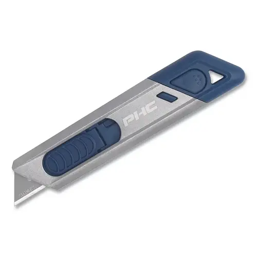 Metti MD  Safety Knife, Auto-Retract, Slide,Pointed, Plastic, Metal Detectable, Grey/Blue - pack of 10