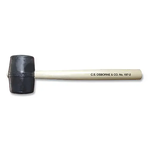 Rubber Mallet, 13 oz, 12 in L, Hardwood Handle, Black