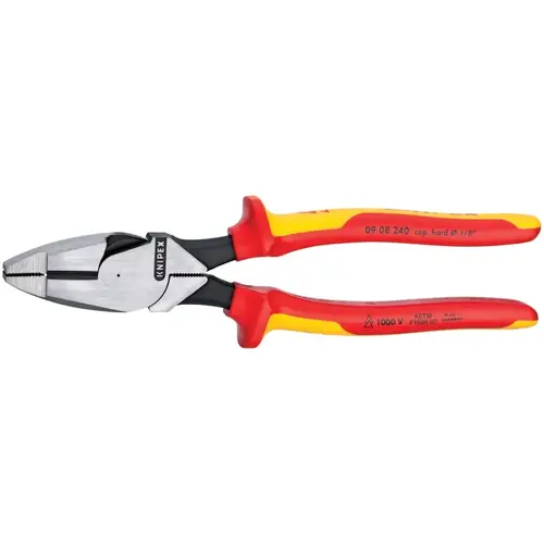 New England Linesman Pliers, 9 1/2 in Length, Insulated Handle - pack of 6