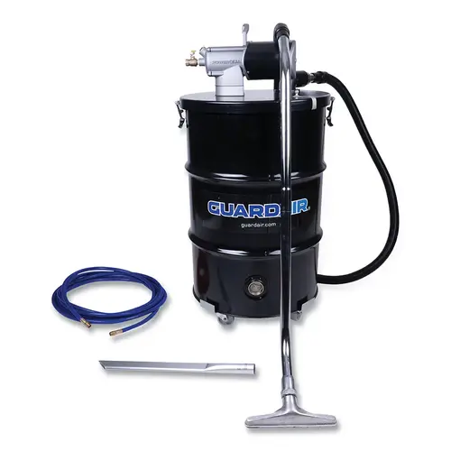PowerQUAD Pneumatic Vaccuum, ATEX Kit, 55 gal, 1.5 in Inlet, Incl Head/Hoses/Shutoff Valve/Filter/Drum/Tools/Dolly PowerQUAD Pneumatic Vaccuum, ATEX Kit, 55 gal, 1.5 in Inlet, Incl Head/Hoses/Shutoff Valve/Filter/Drum/Tools/Dolly