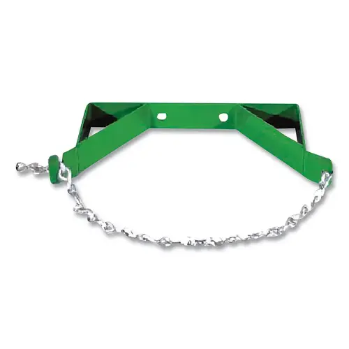Cylinder Wall Bracket, Single with Chain, Steel, 7 in to 9-1/2 in dia Cylinder, Green Cylinder Wall Bracket, Single with Chain, Steel, 7 in to 9-1/2 in dia Cylinder, Green