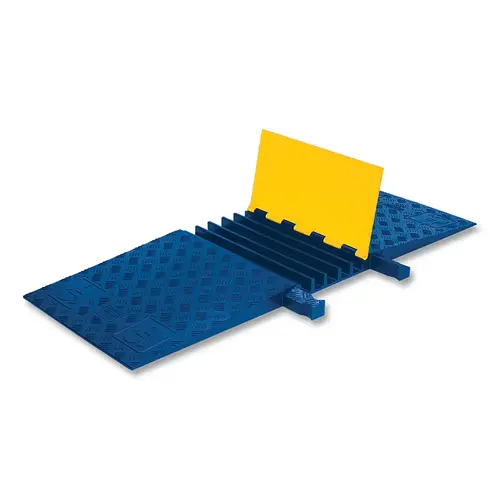 Yellow Jacket ADA Cable Protector, 1.875 in H x 50 in W x 18 in L, Dog Bone Connector, 5-CH, Yellow/Blue Yellow Jacket ADA Cable Protector, 1.875 in H x 50 in W x 18 in L, Dog Bone Connector, 5-CH, Yellow/Blue