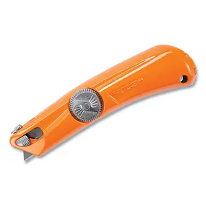Pacific Handy Cutter, Inc E132025 RZ3  Metal Utility Knife, Auto-Retract, 3-Button, Holds 5 Additional Blades, 3/8 in Blade Extension, Yellow - pack of 10