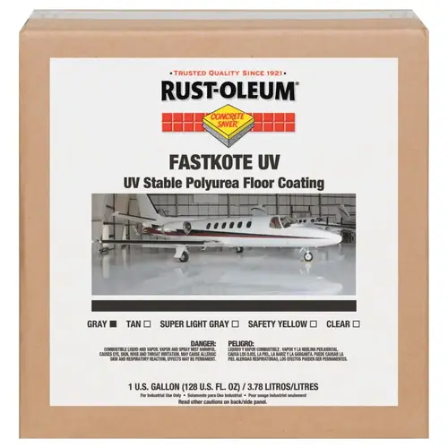 FastKote UV Stable Polyurea Floor Coatings, Gray, 1 gal, Solvent FastKote UV Stable Polyurea Floor Coatings, Gray, 1 gal, Solvent