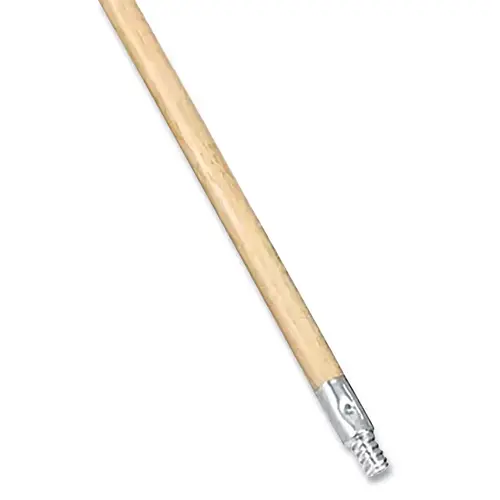 Mop Handle, 60 in L, Wood, Threaded Metal Tip Natural